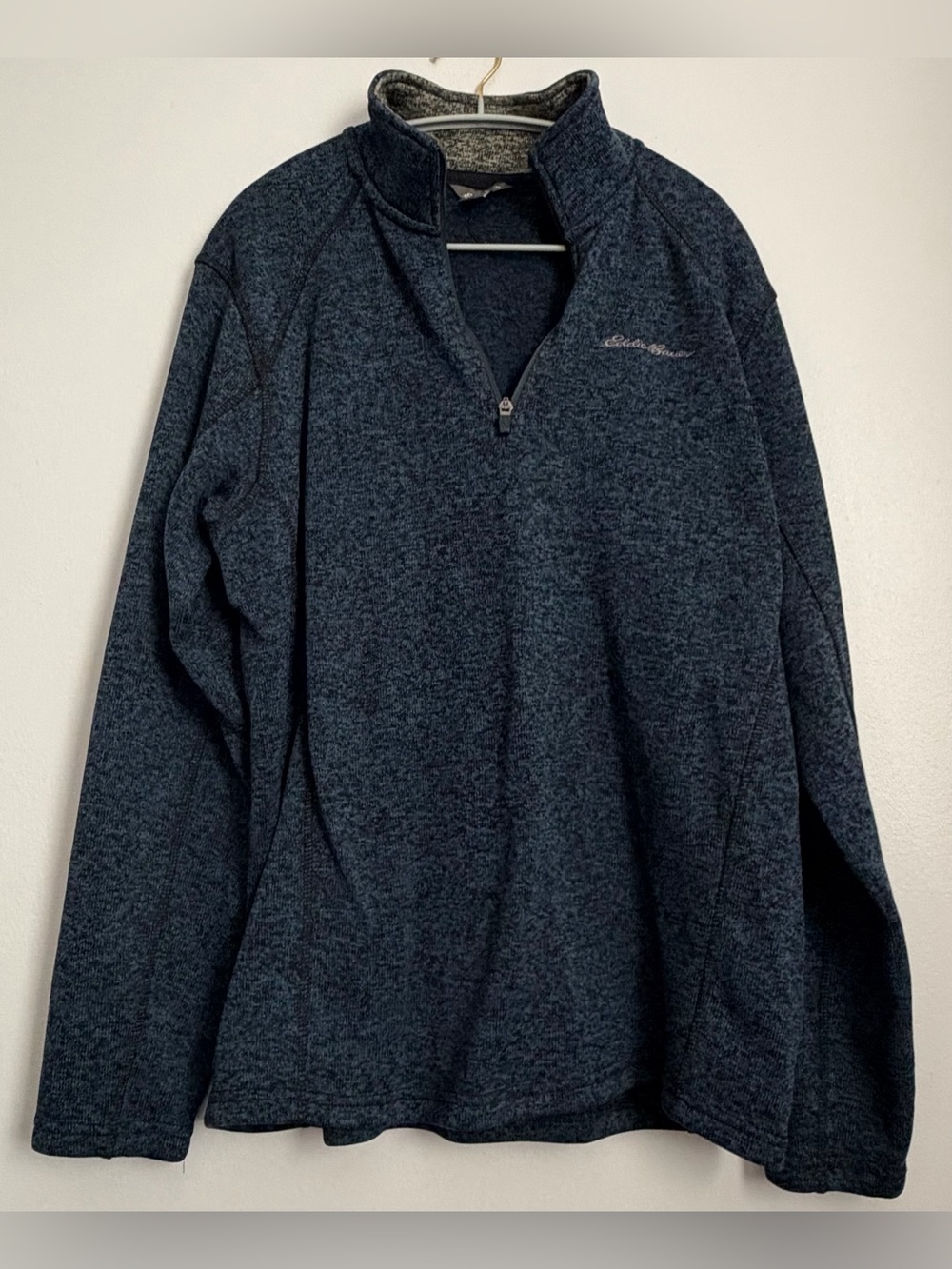 Eddie Bauer Men’s L Blue Heather Sweater Fleece 1/4 Zip Pullover - Picture 2 of 7